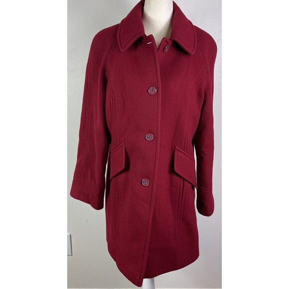 East 5th Wool Blend Pea Coat Womens Red Size Med Front Pockets Old Money Stylish - Picture 1 of 11